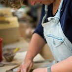 Petra Steward in her workshop at Wobage Farm 2016